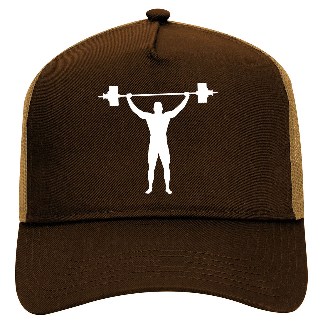GYM Weight Lifting Workout Mens Mesh Trucker Hat Brown
