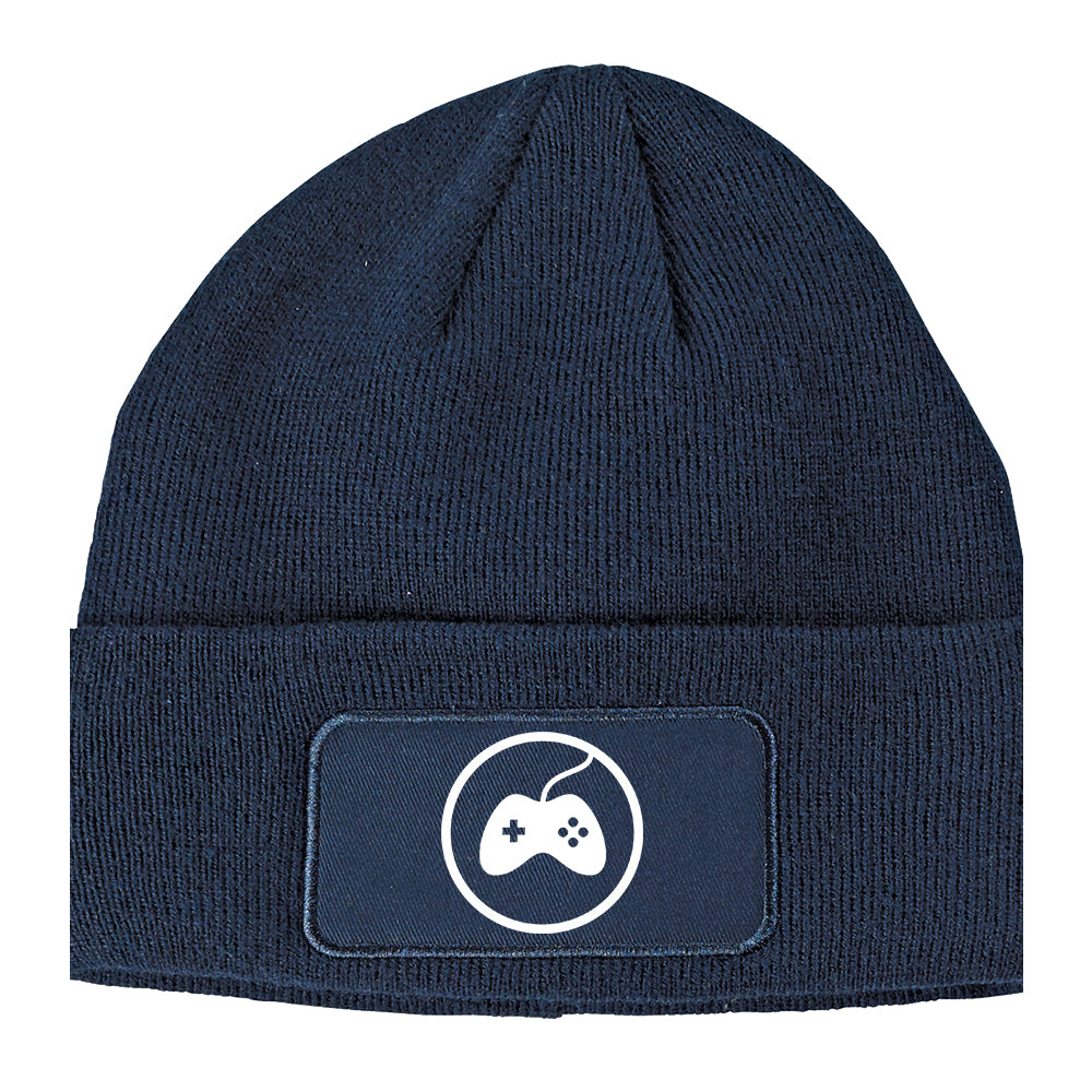 Gaming Game Controller Winter Knit Adult Beanie Hat Navy Blue