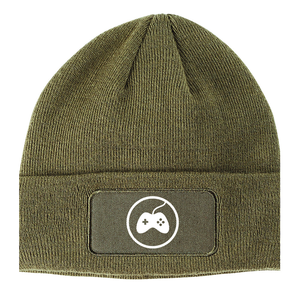 Gaming Game Controller Winter Knit Adult Beanie Hat Olive Green