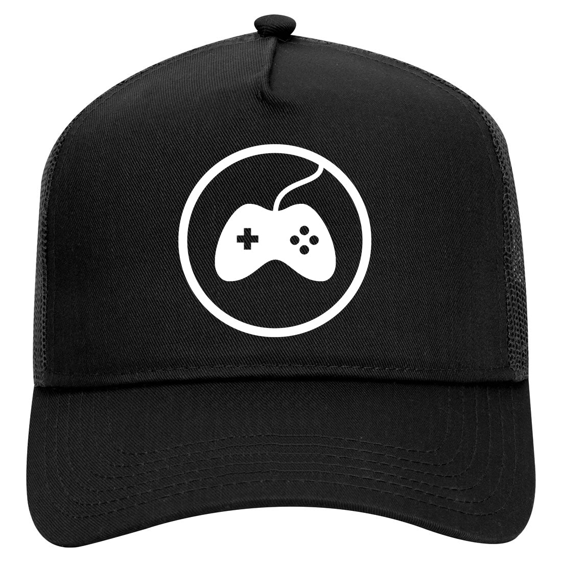 Gaming Game Controller Mens Mesh Trucker Hat Black