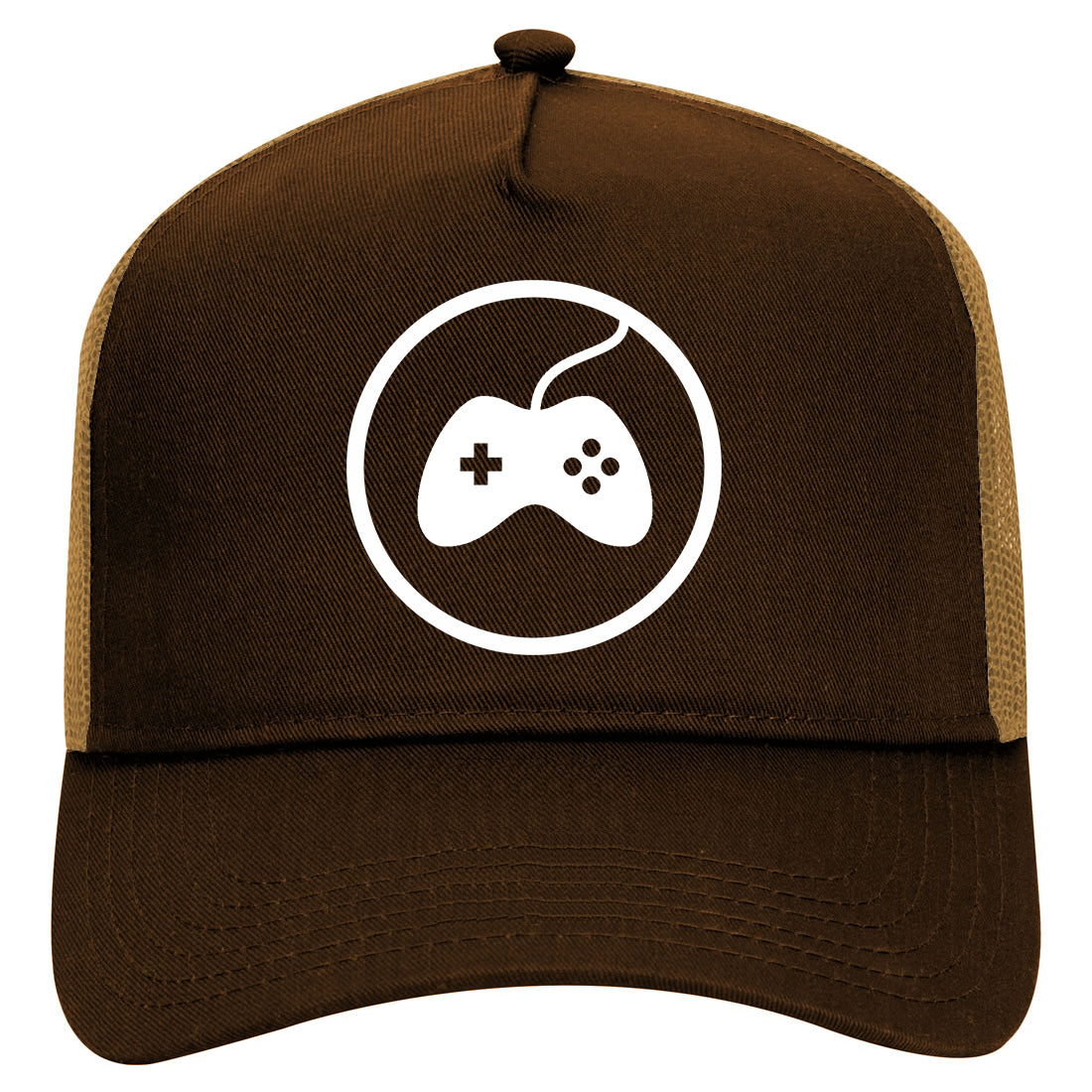 Gaming Game Controller Mens Mesh Trucker Hat Brown