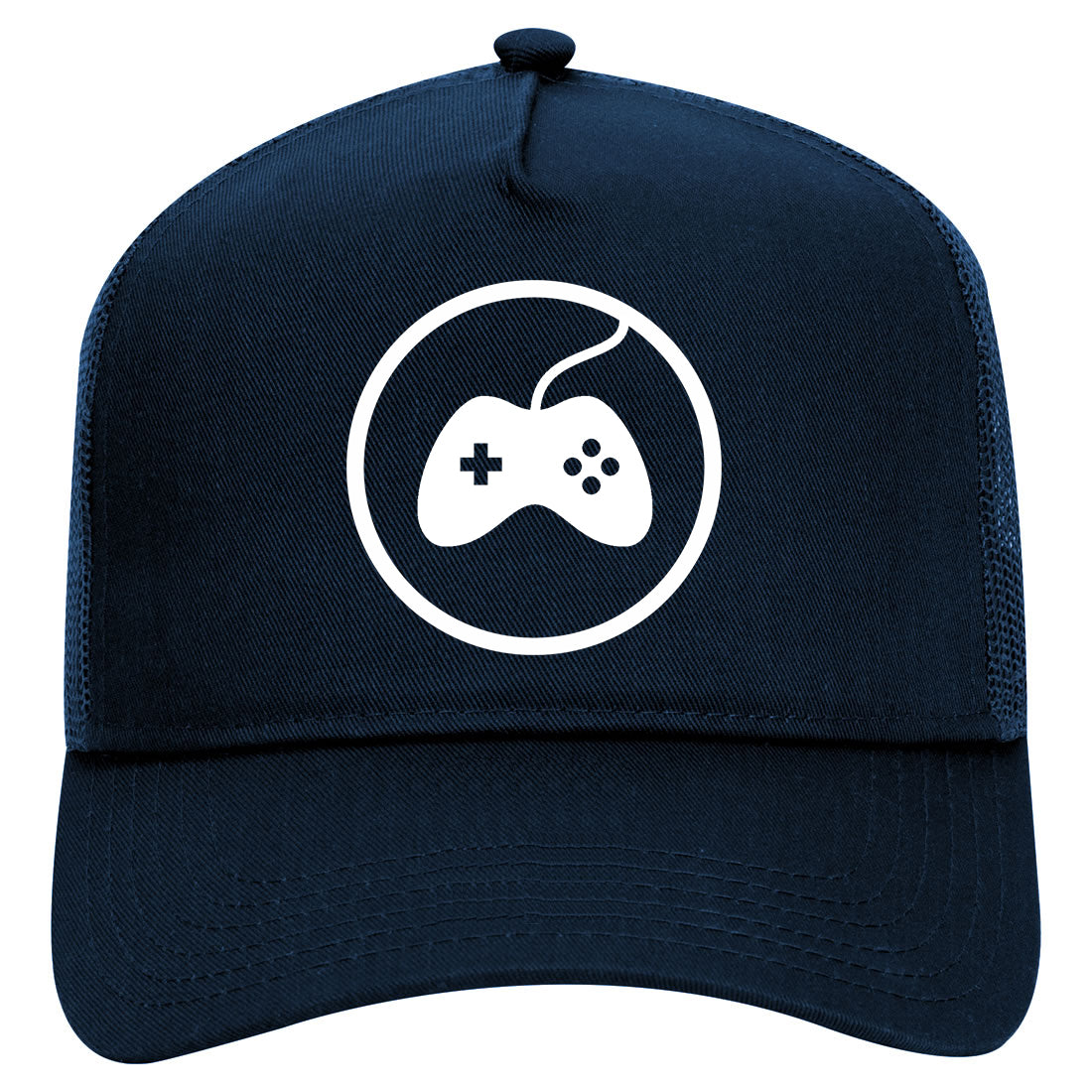 Gaming Game Controller Mens Mesh Trucker Hat Navy Blue