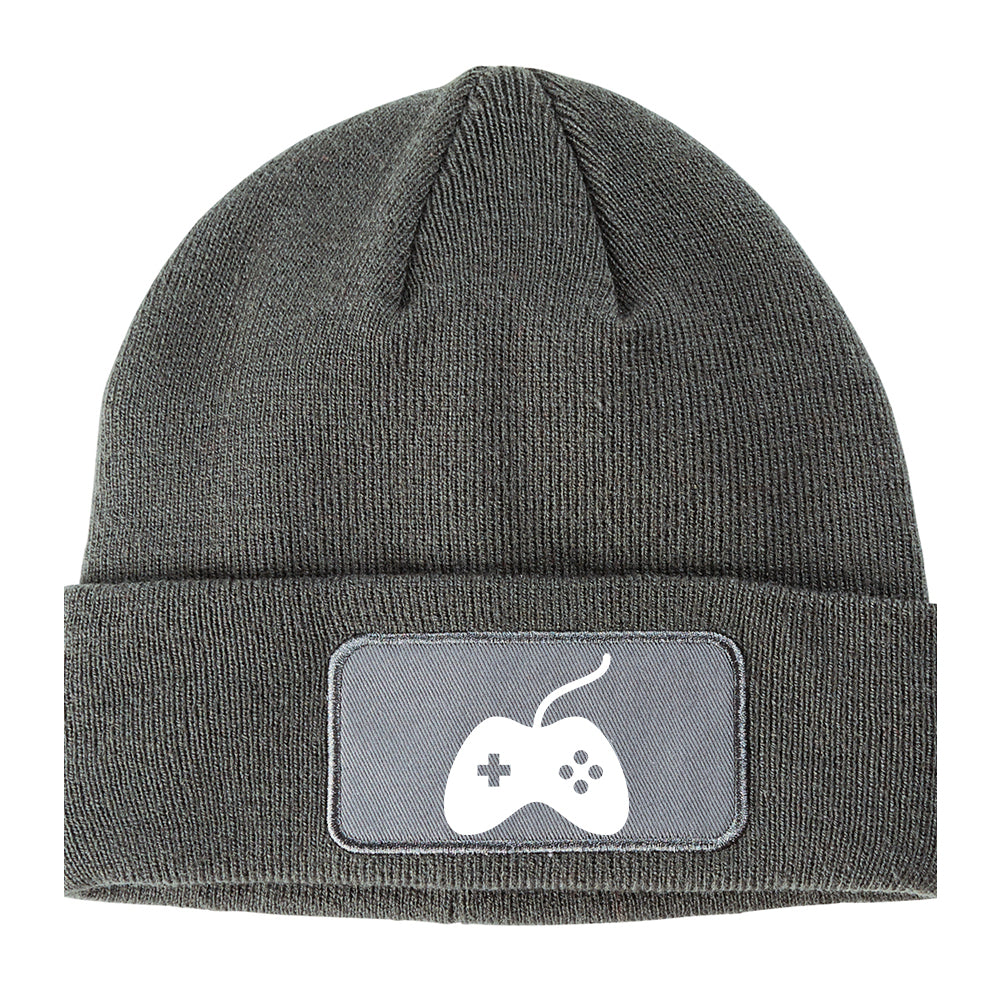 Gaming Joystick Filled icon Winter Knit Adult Beanie Hat Grey