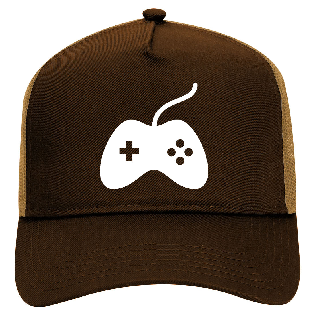 Gaming Joystick Filled icon Mens Mesh Trucker Hat Brown