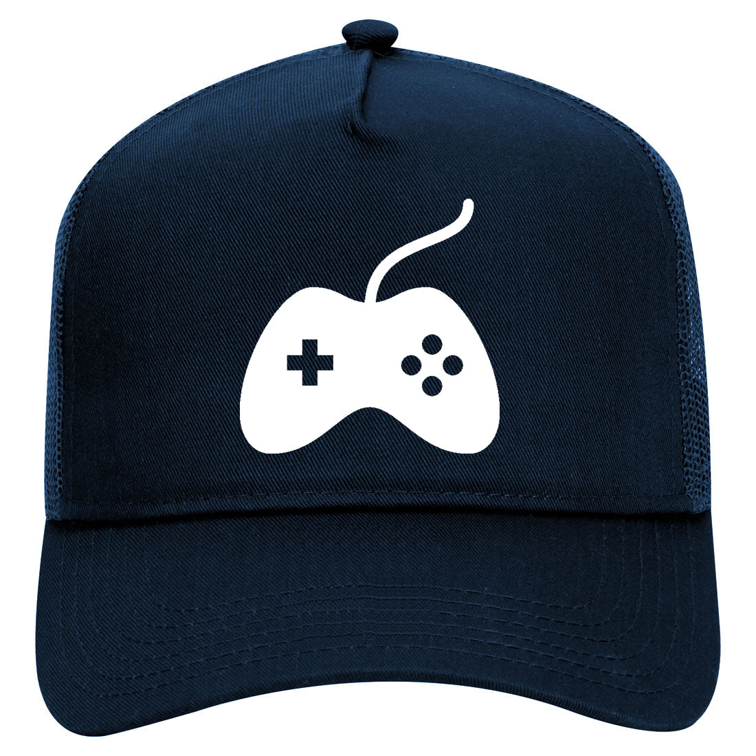 Gaming Joystick Filled icon Mens Mesh Trucker Hat Navy Blue