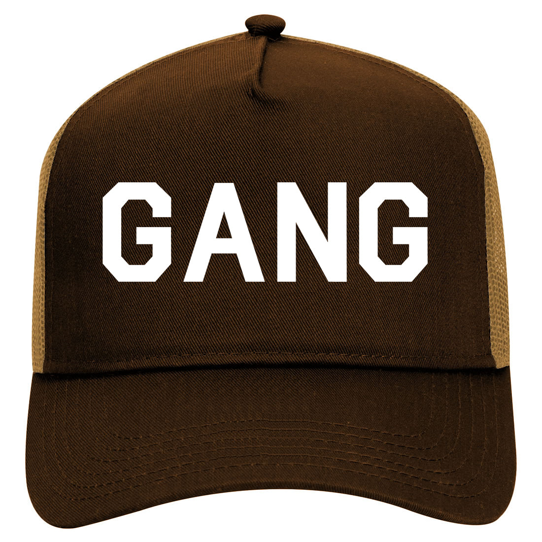 Gang Squad Mens Mesh Trucker Hat Brown