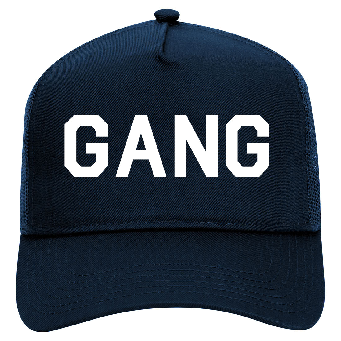 Gang Squad Mens Mesh Trucker Hat Navy Blue