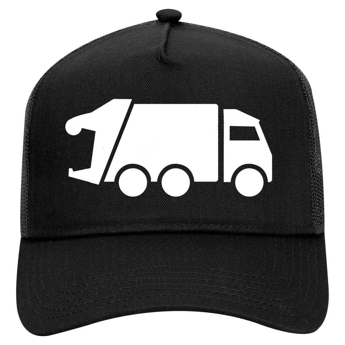 Garbage Truck Mens Mesh Trucker Hat Black