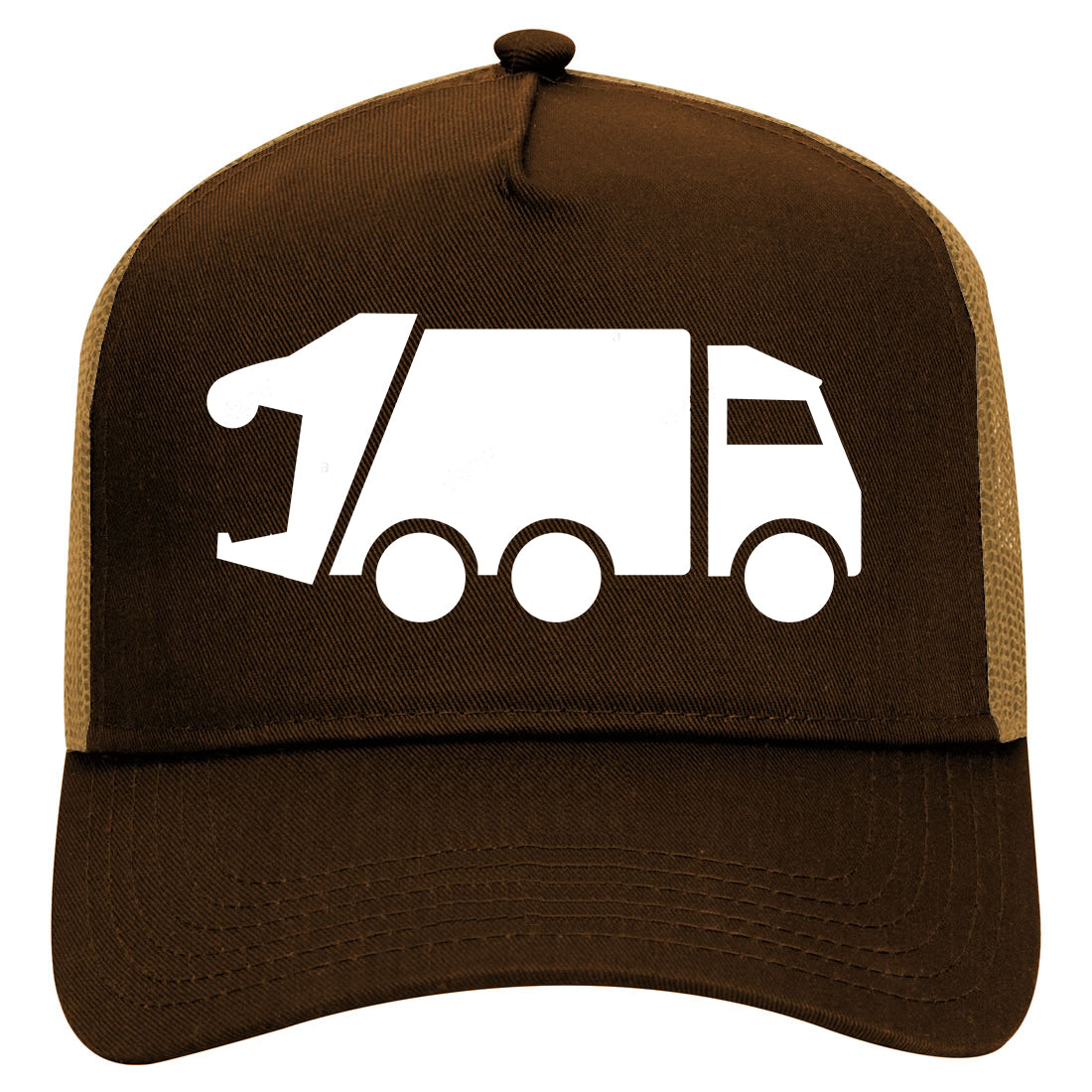 Garbage Truck Mens Mesh Trucker Hat Brown