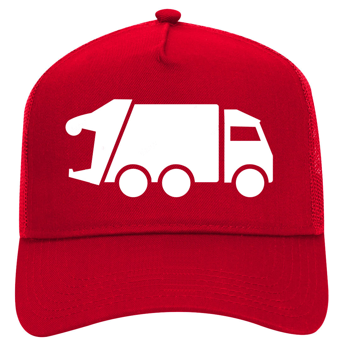 Garbage Truck Mens Mesh Trucker Hat Red