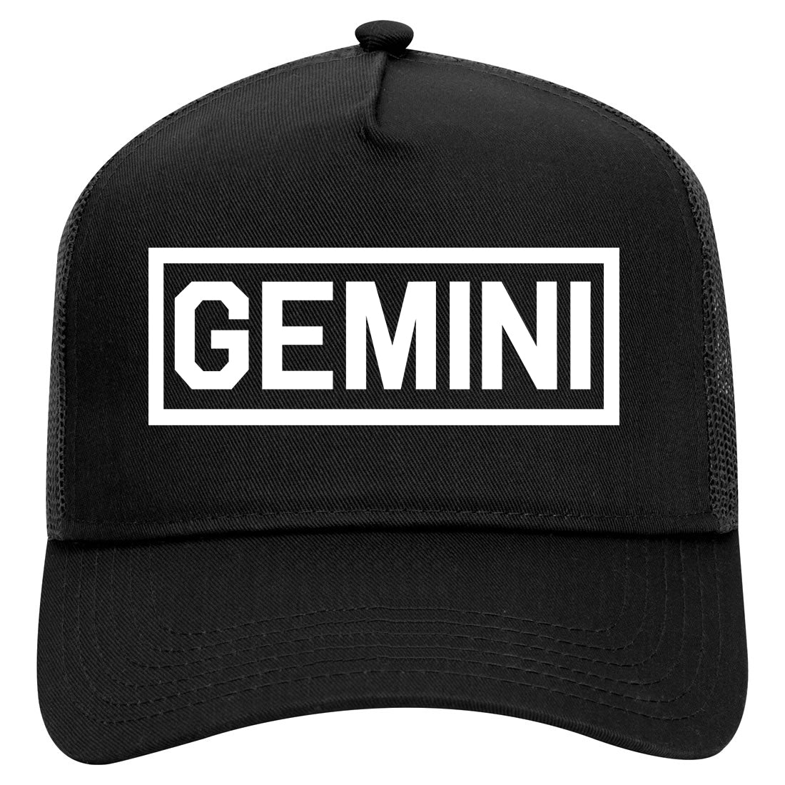 Gemini Horoscope Astrology Sign Mens Mesh Trucker Hat Black