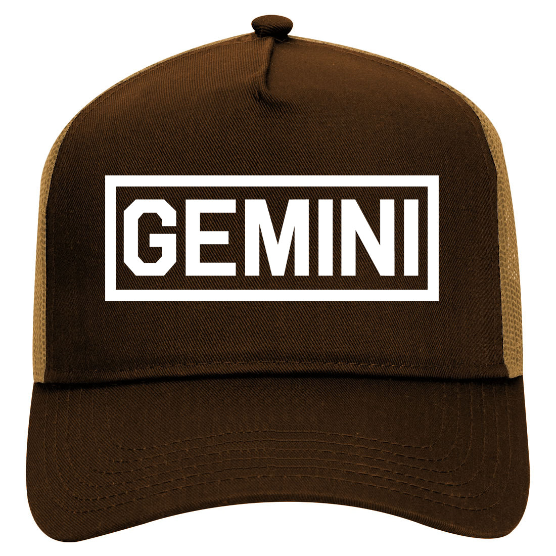 Gemini Horoscope Astrology Sign Mens Mesh Trucker Hat Brown