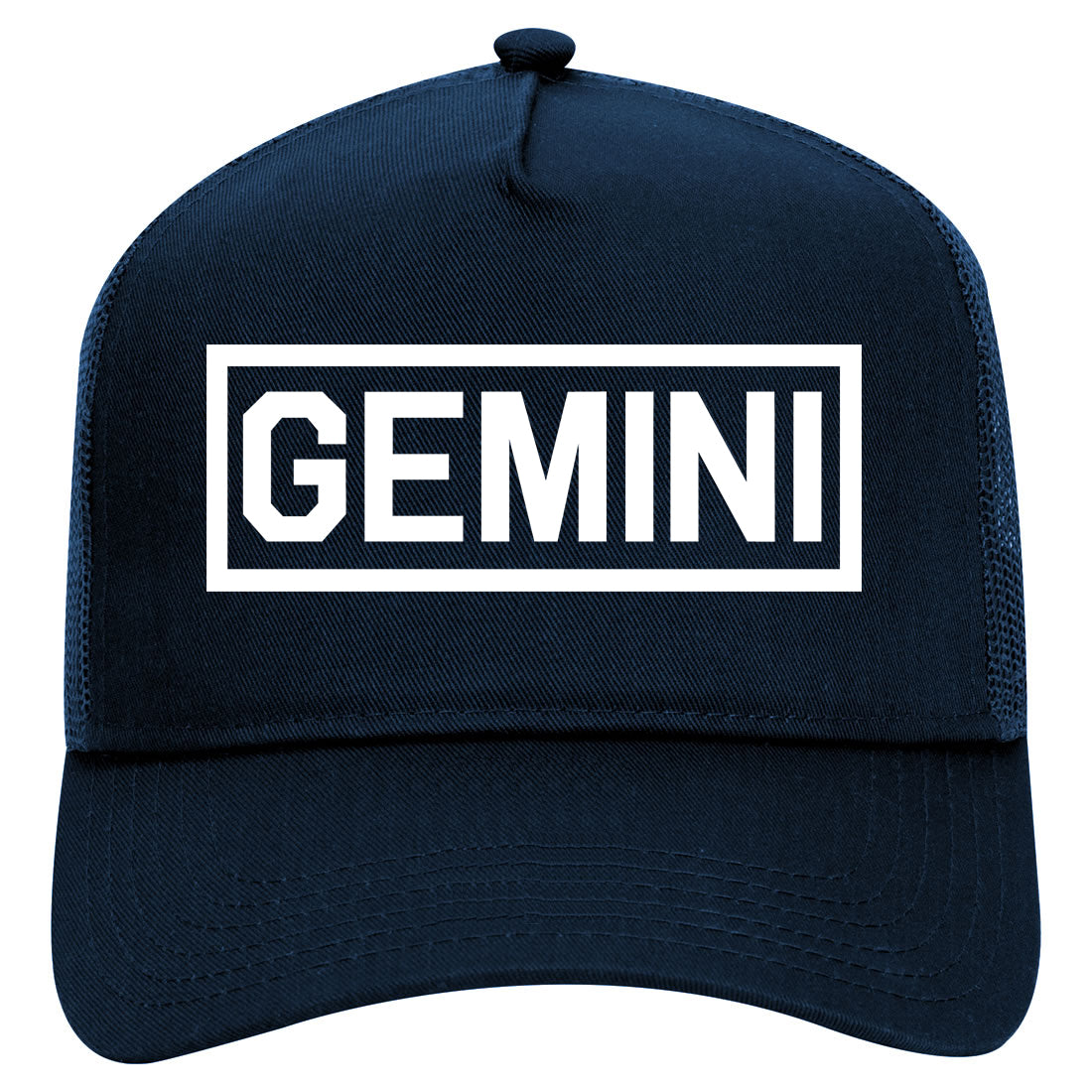 Gemini Horoscope Astrology Sign Mens Mesh Trucker Hat Navy Blue