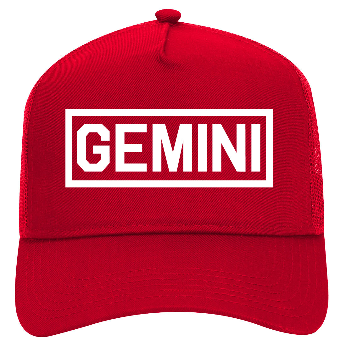 Gemini Horoscope Astrology Sign Mens Mesh Trucker Hat Red