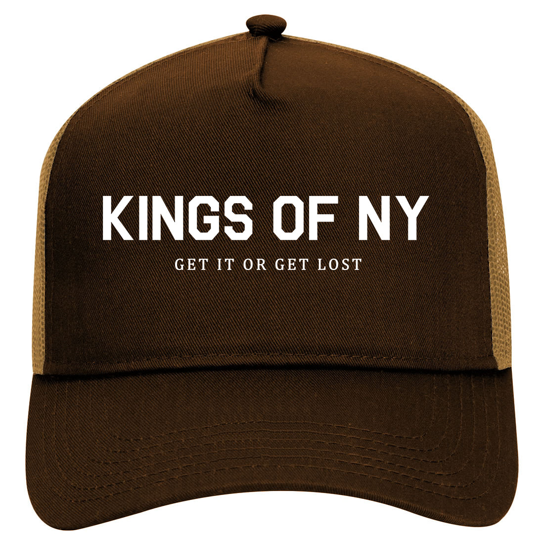 Get It Or Get Lost Mens Mesh Trucker Hat Brown