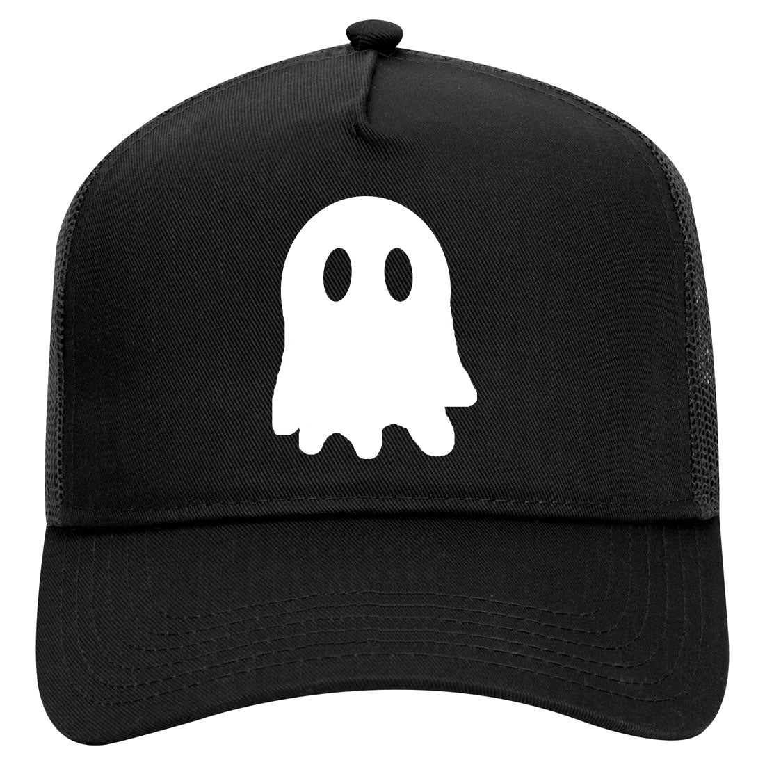 Ghost Halloween Mens Mesh Trucker Hat Black