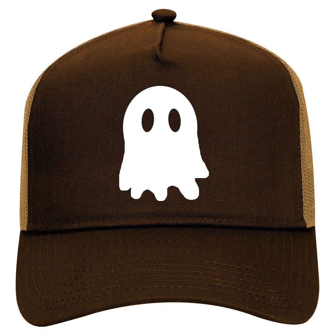 Ghost Halloween Mens Mesh Trucker Hat Brown