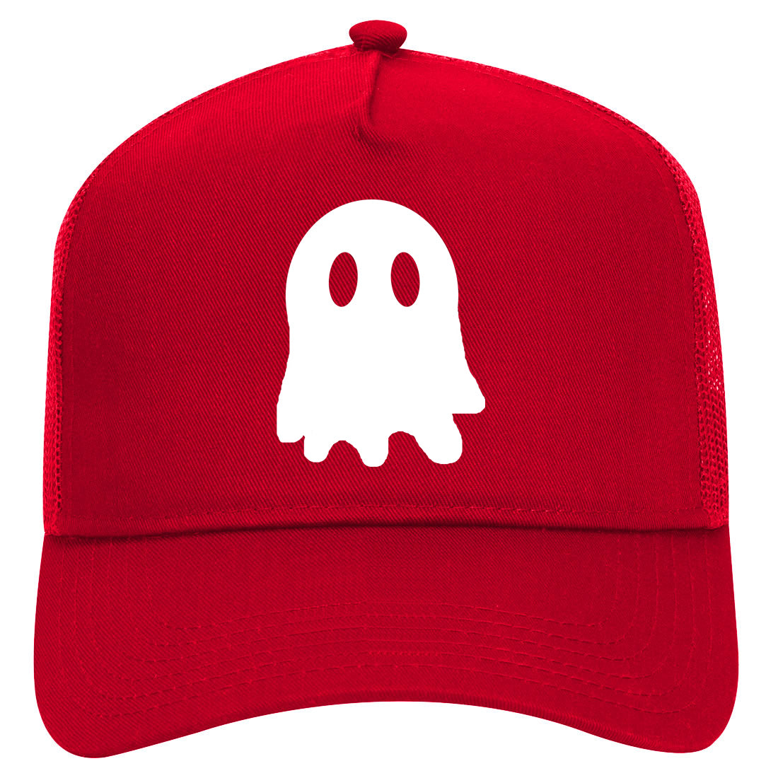 Ghost Halloween Mens Mesh Trucker Hat Red