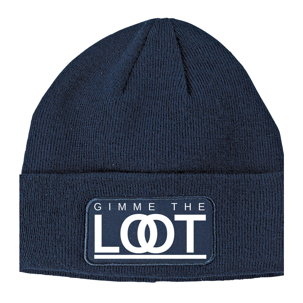 Gimme The Loot Winter Knit Adult Beanie Hat Navy Blue
