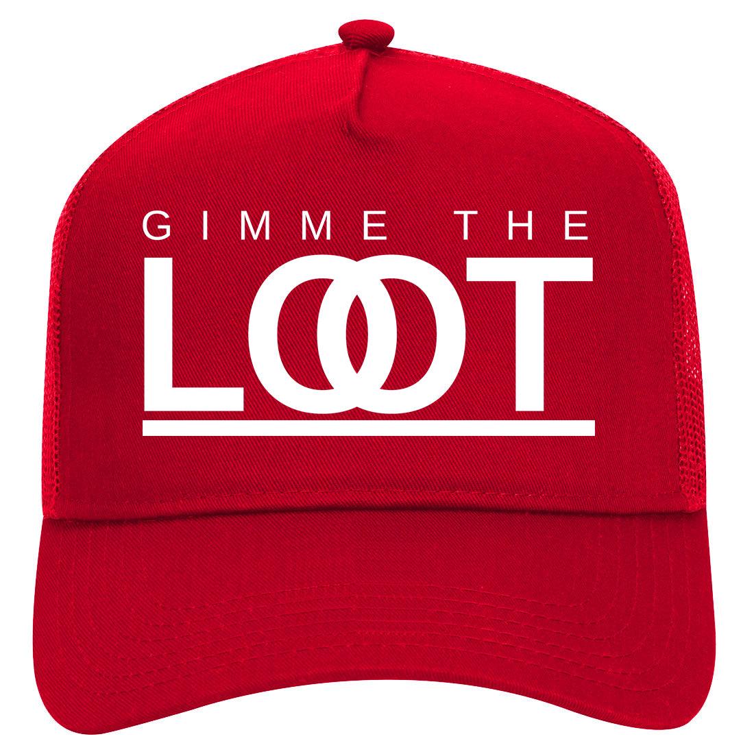 Gimme The Loot Mens Mesh Trucker Hat Red