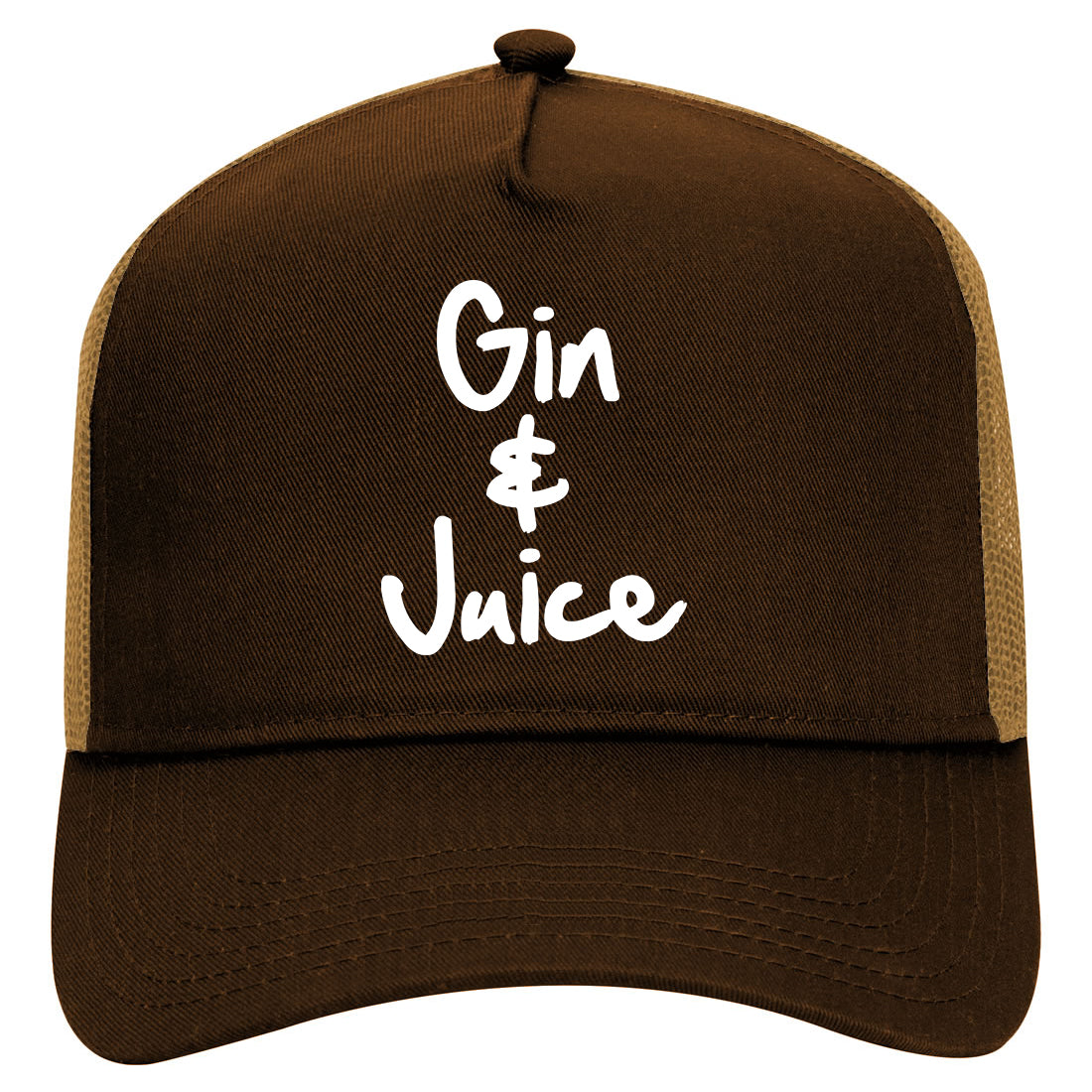 Gin And Juice Mens Mesh Trucker Hat Brown