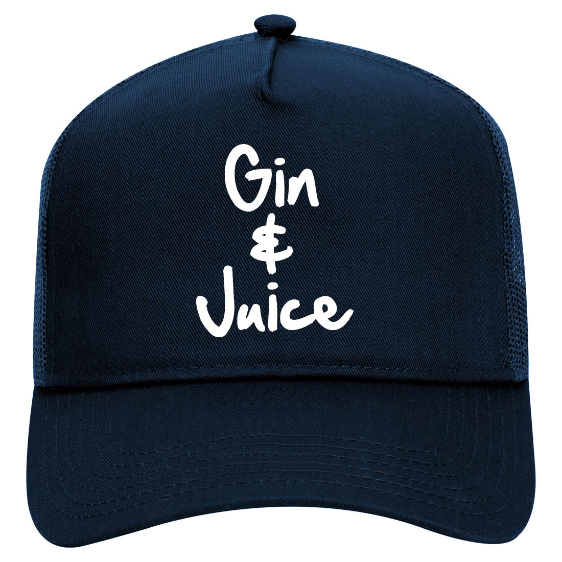 Gin And Juice Mens Mesh Trucker Hat Navy Blue