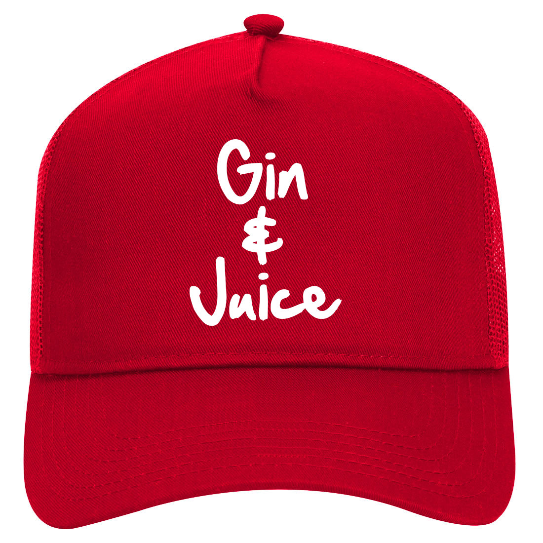 Gin And Juice Mens Mesh Trucker Hat Red