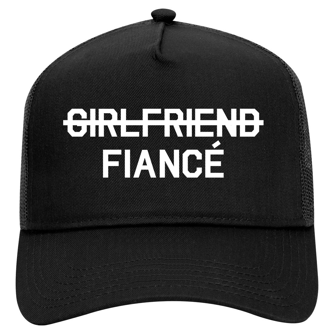 Girlfriend Fiance Engagement Mens Mesh Trucker Hat Black