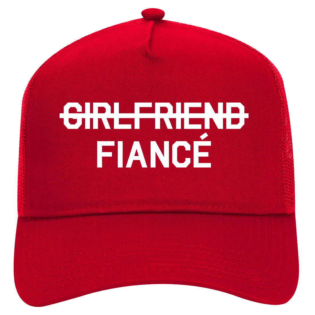 Girlfriend Fiance Engagement Mens Mesh Trucker Hat Red
