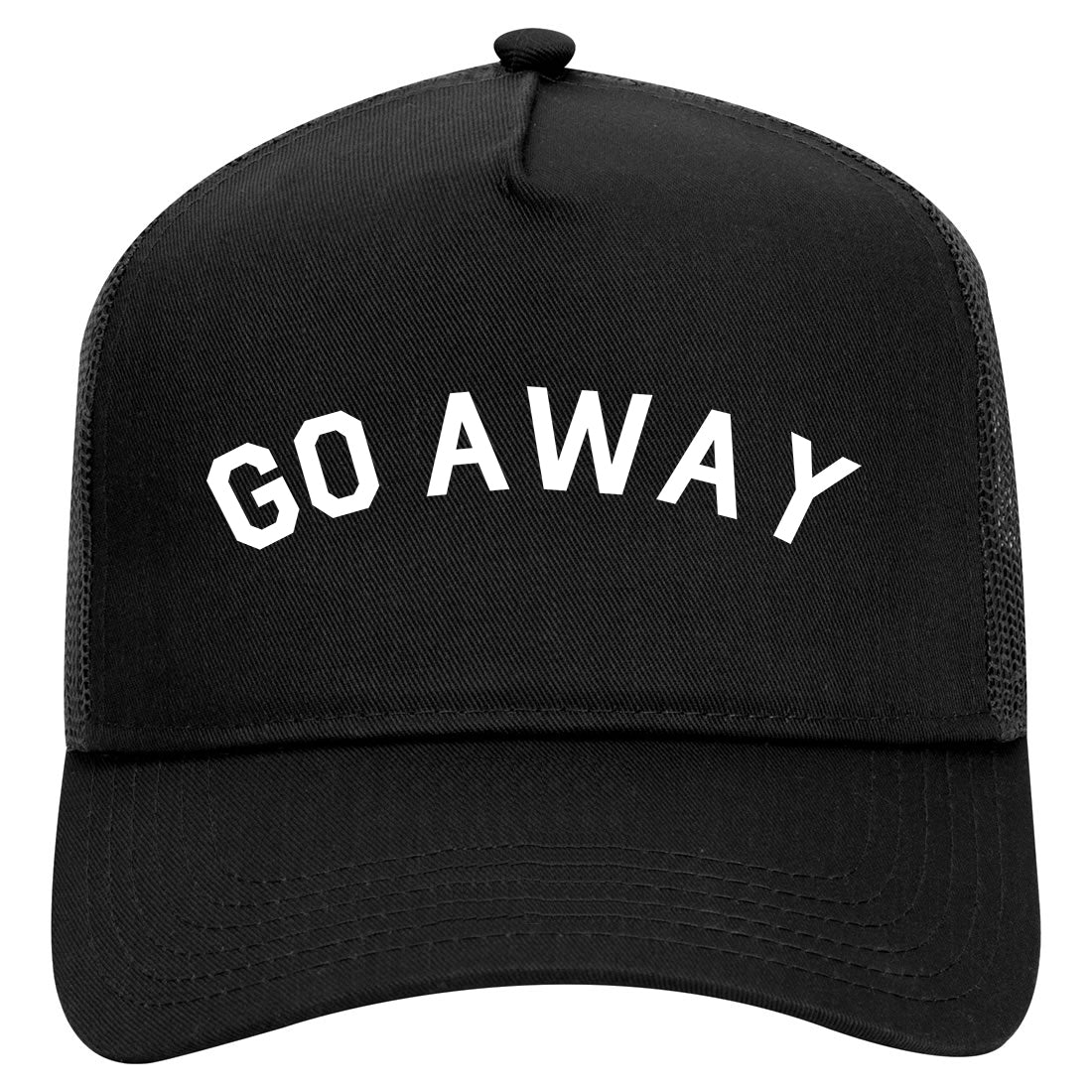 Go Away Mens Mesh Trucker Hat Black