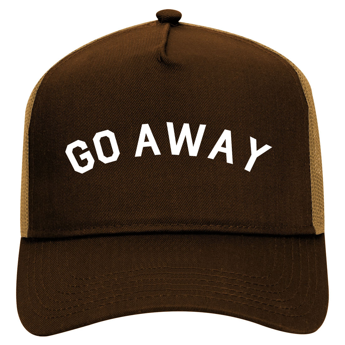 Go Away Mens Mesh Trucker Hat Brown