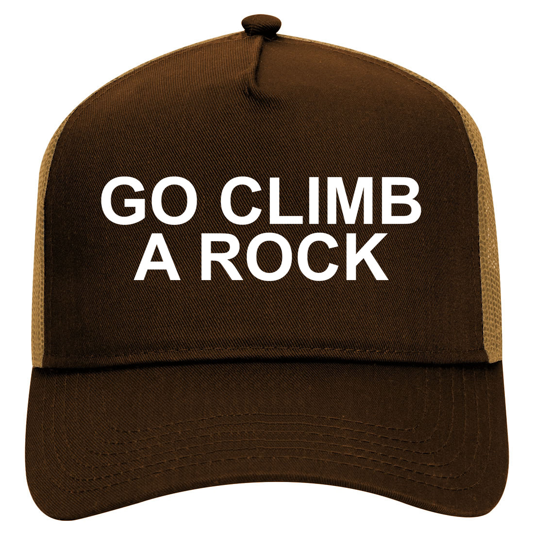 Go Climb A Rock Outdoor Mens Mesh Trucker Hat Brown