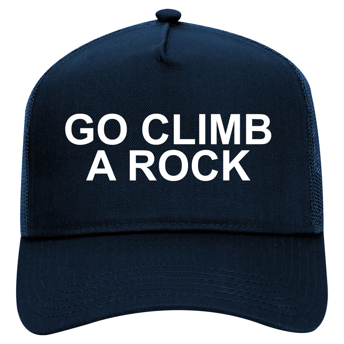 Go Climb A Rock Outdoor Mens Mesh Trucker Hat Navy Blue