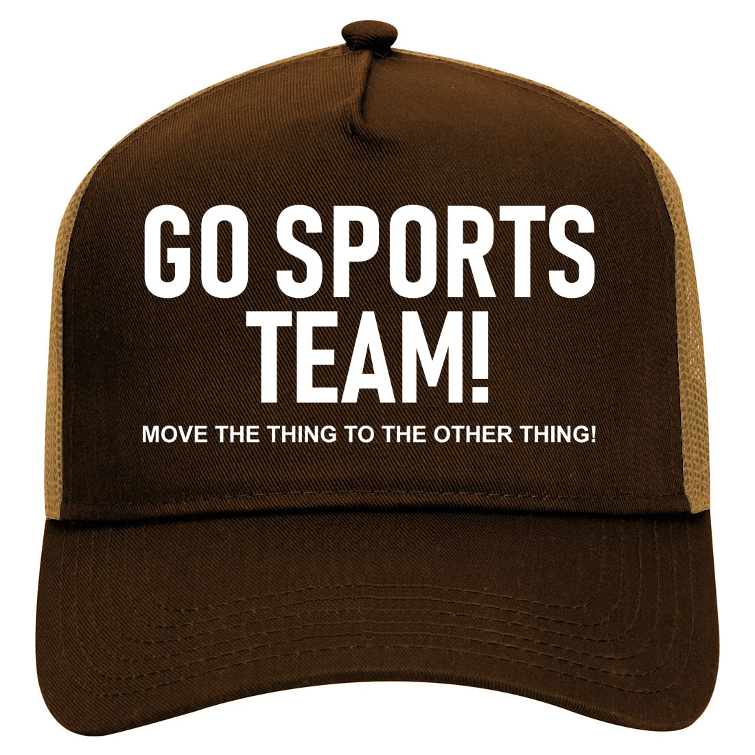 Go Sports Team Funny Mens Mesh Trucker Hat Brown