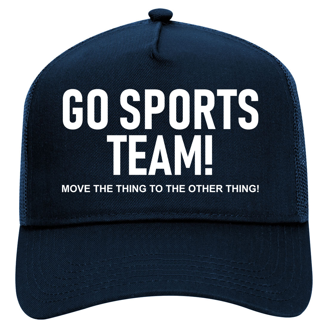 Go Sports Team Funny Mens Mesh Trucker Hat Navy Blue