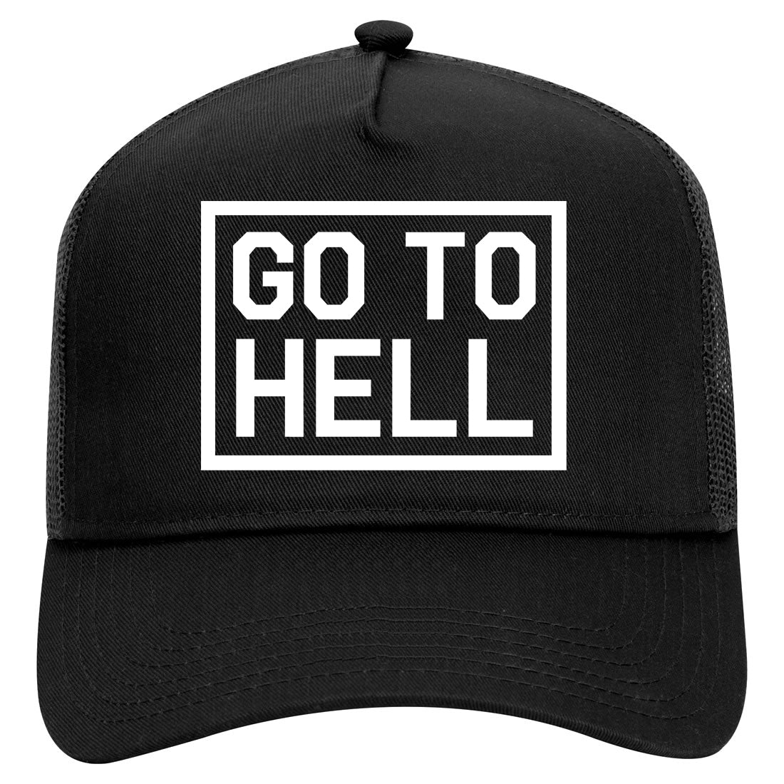 Go To Hell Mens Mesh Trucker Hat Black