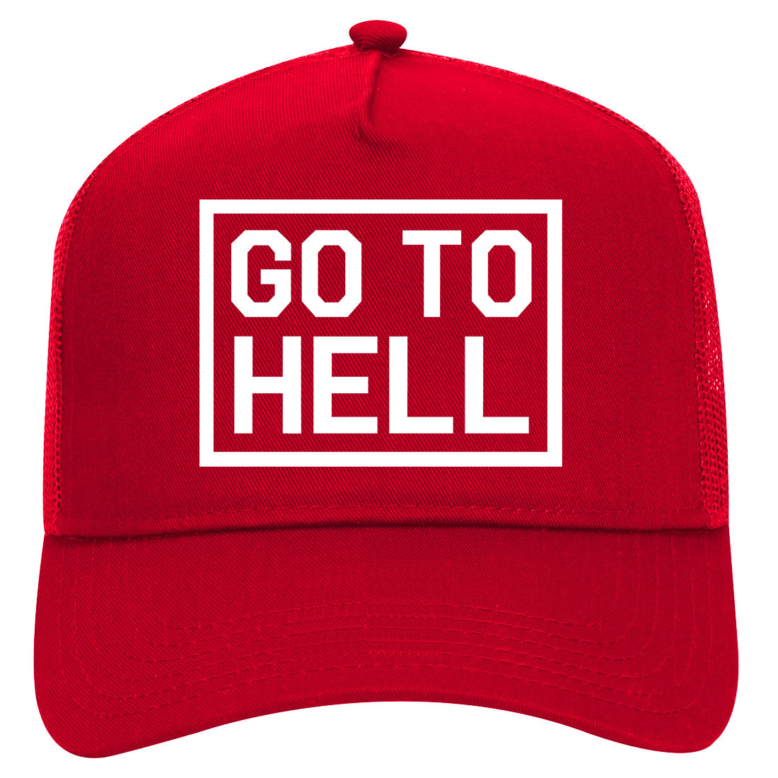 Go To Hell Mens Mesh Trucker Hat Red