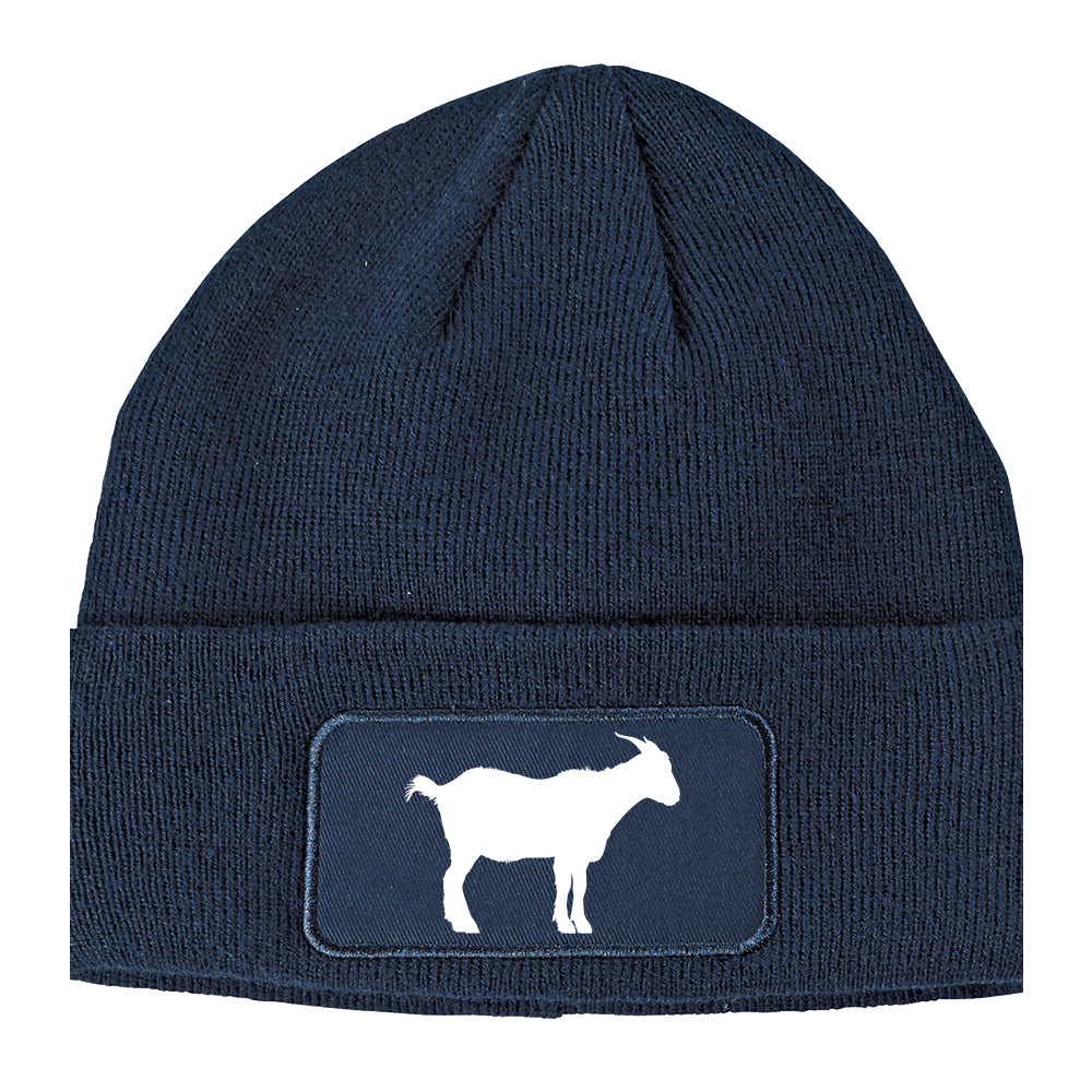 Goat Animal Winter Knit Adult Beanie Hat Navy Blue