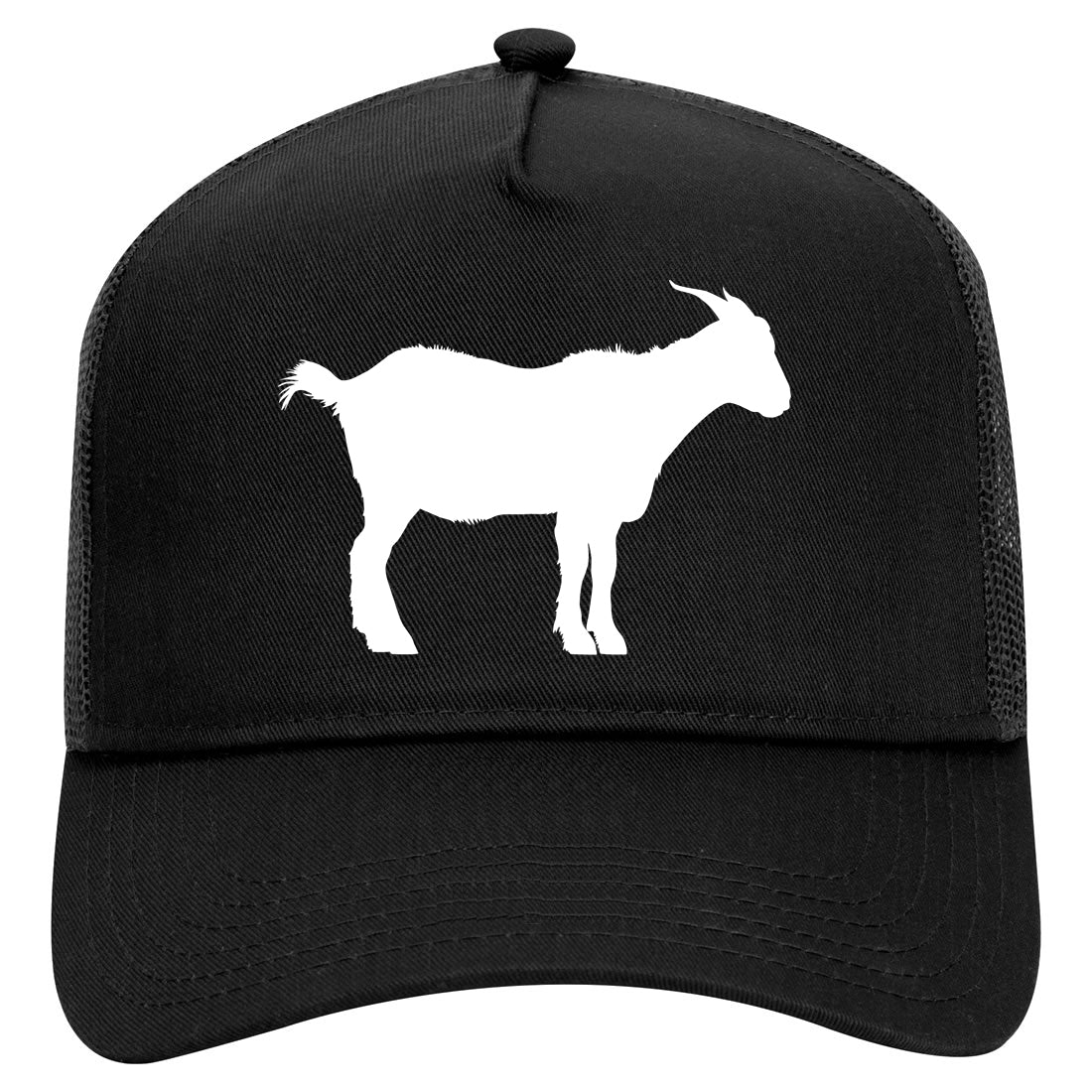 Goat Animal Mens Mesh Trucker Hat Black
