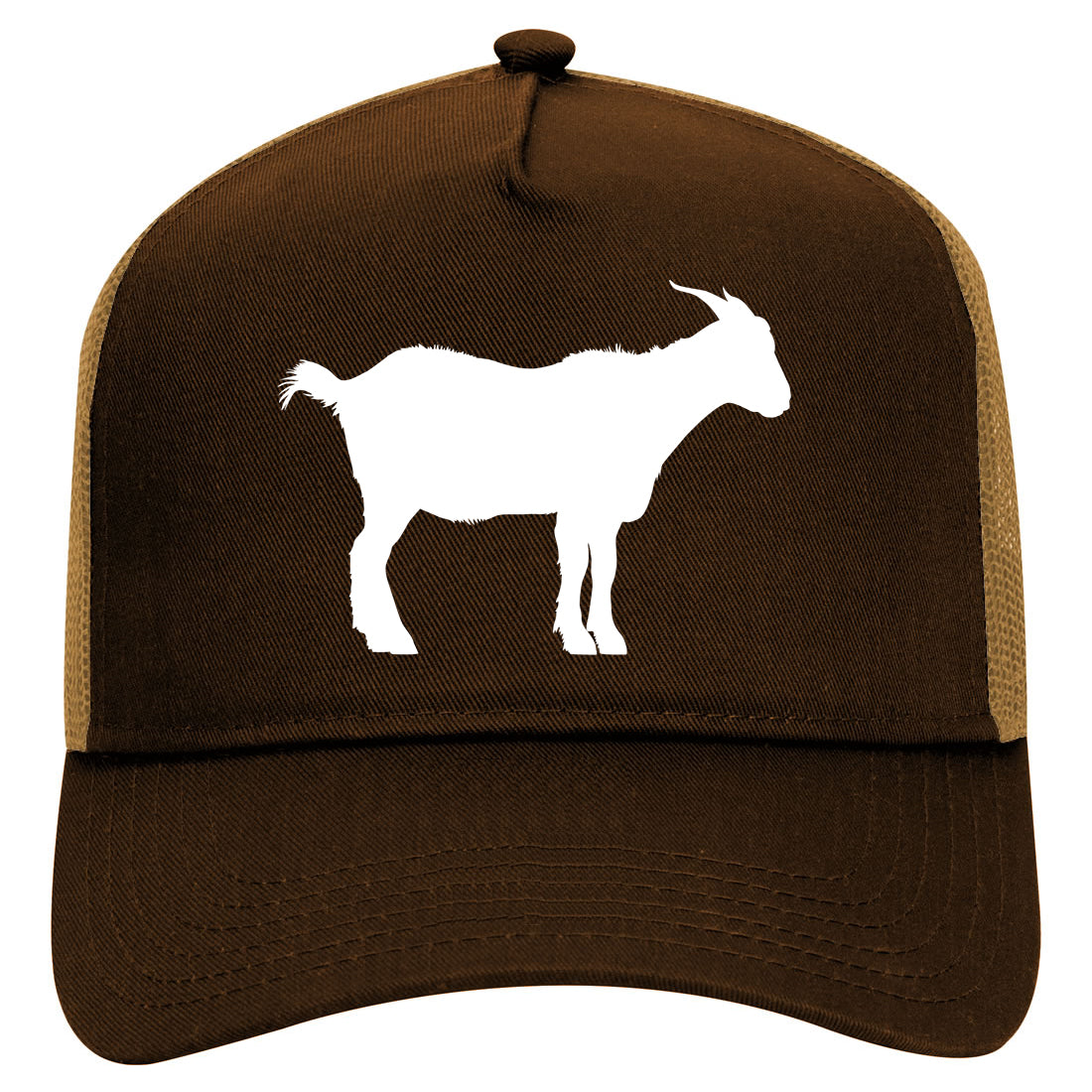 Goat Animal Mens Mesh Trucker Hat Brown