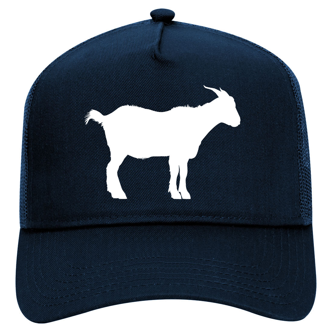 Goat Animal Mens Mesh Trucker Hat Navy Blue