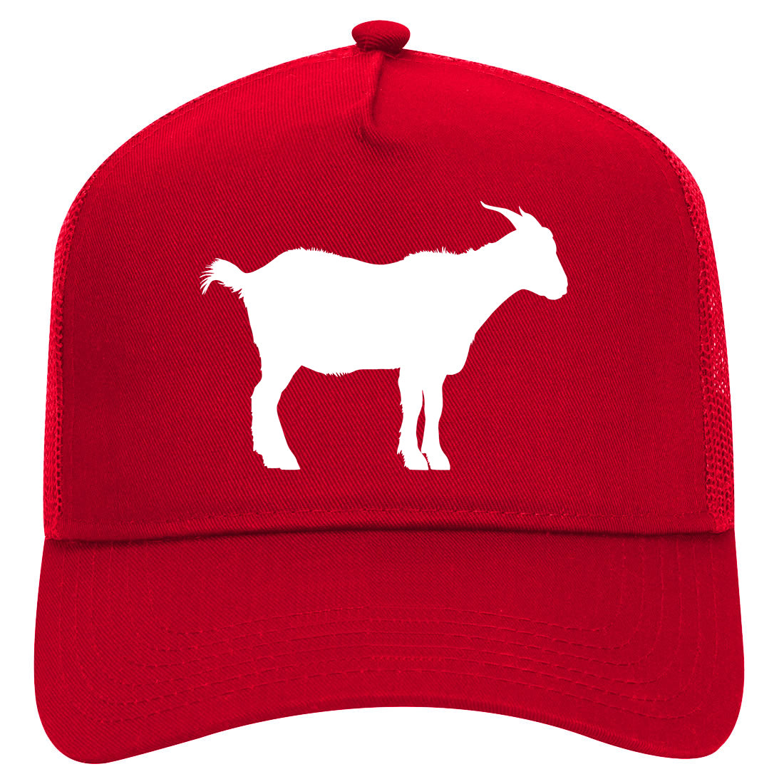 Goat Animal Mens Mesh Trucker Hat Red