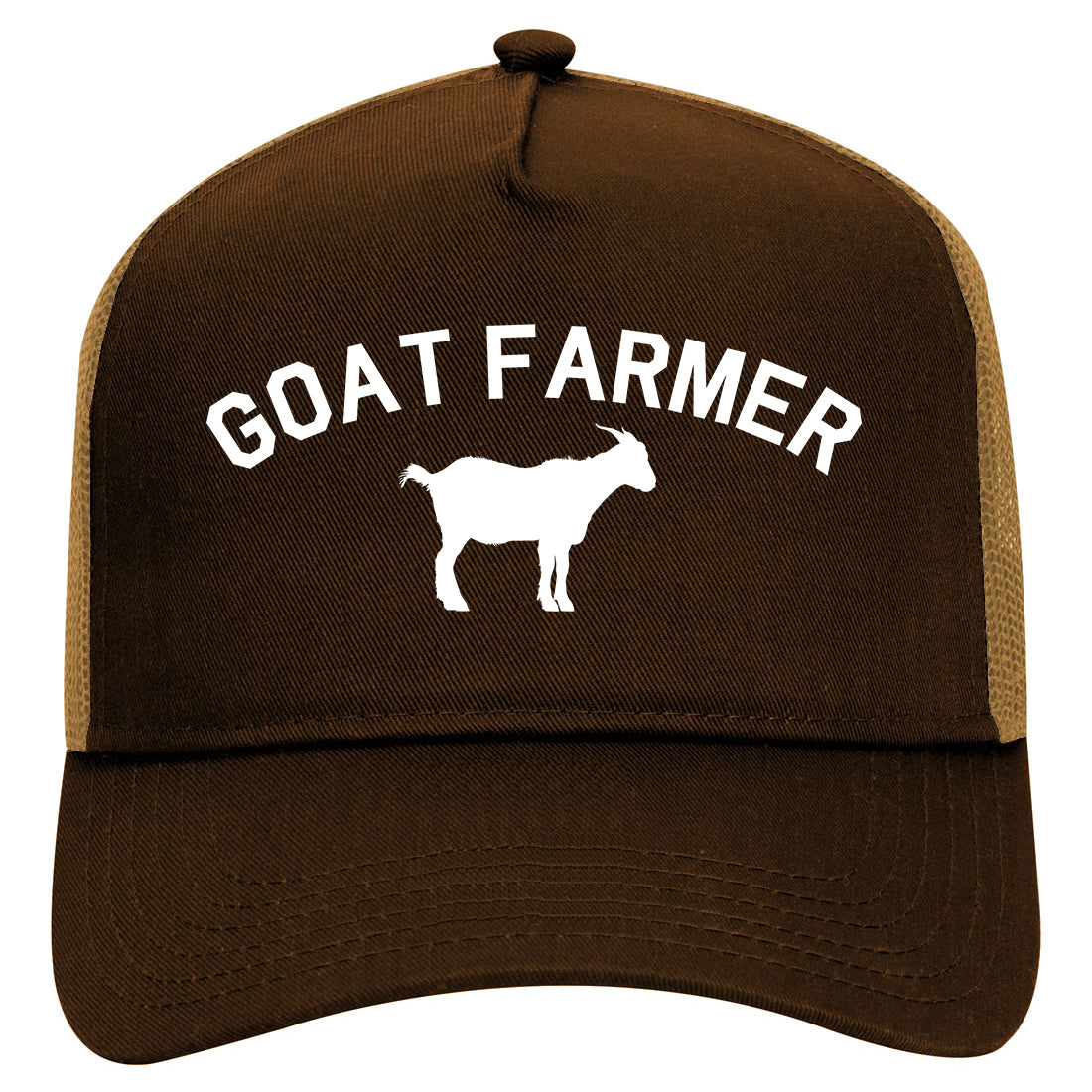 Goat Farmer Mens Mesh Trucker Hat Brown