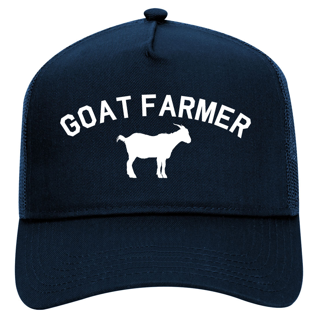 Goat Farmer Mens Mesh Trucker Hat Navy Blue