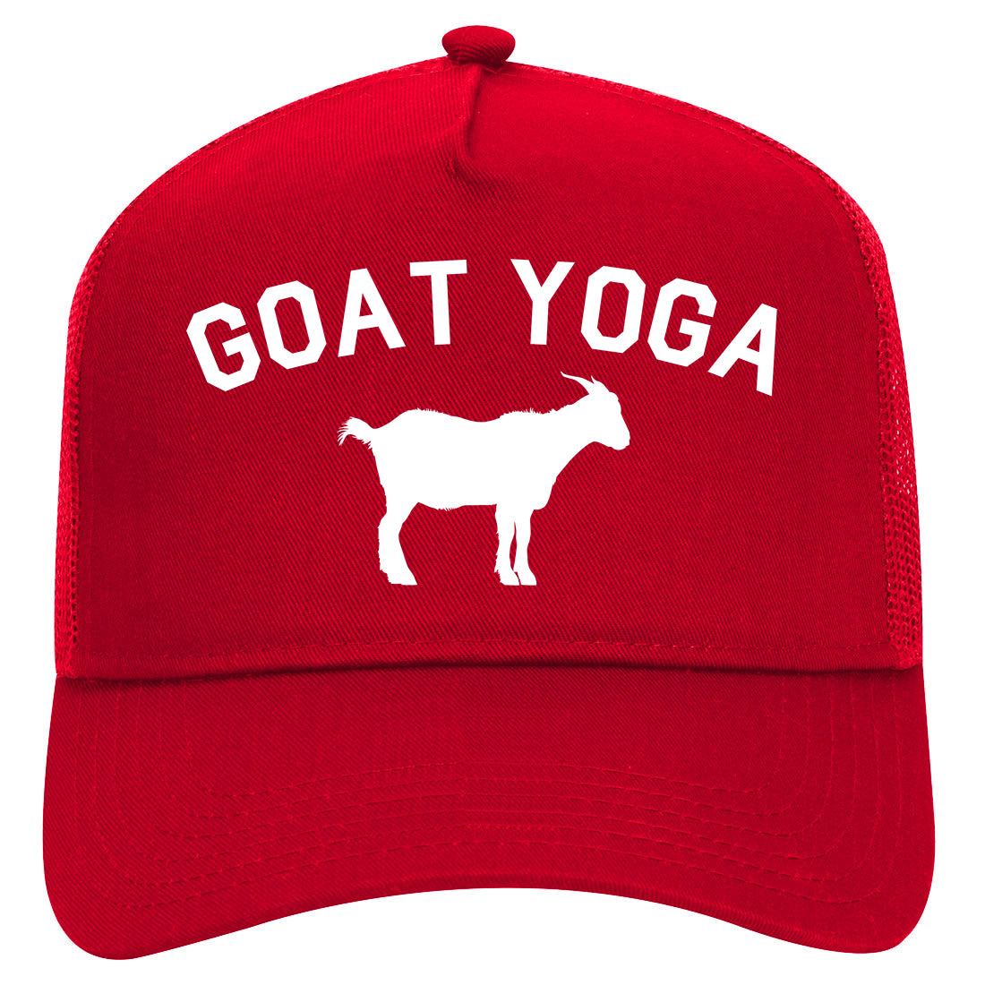 Goat Yoga Namaste Mens Mesh Trucker Hat Red