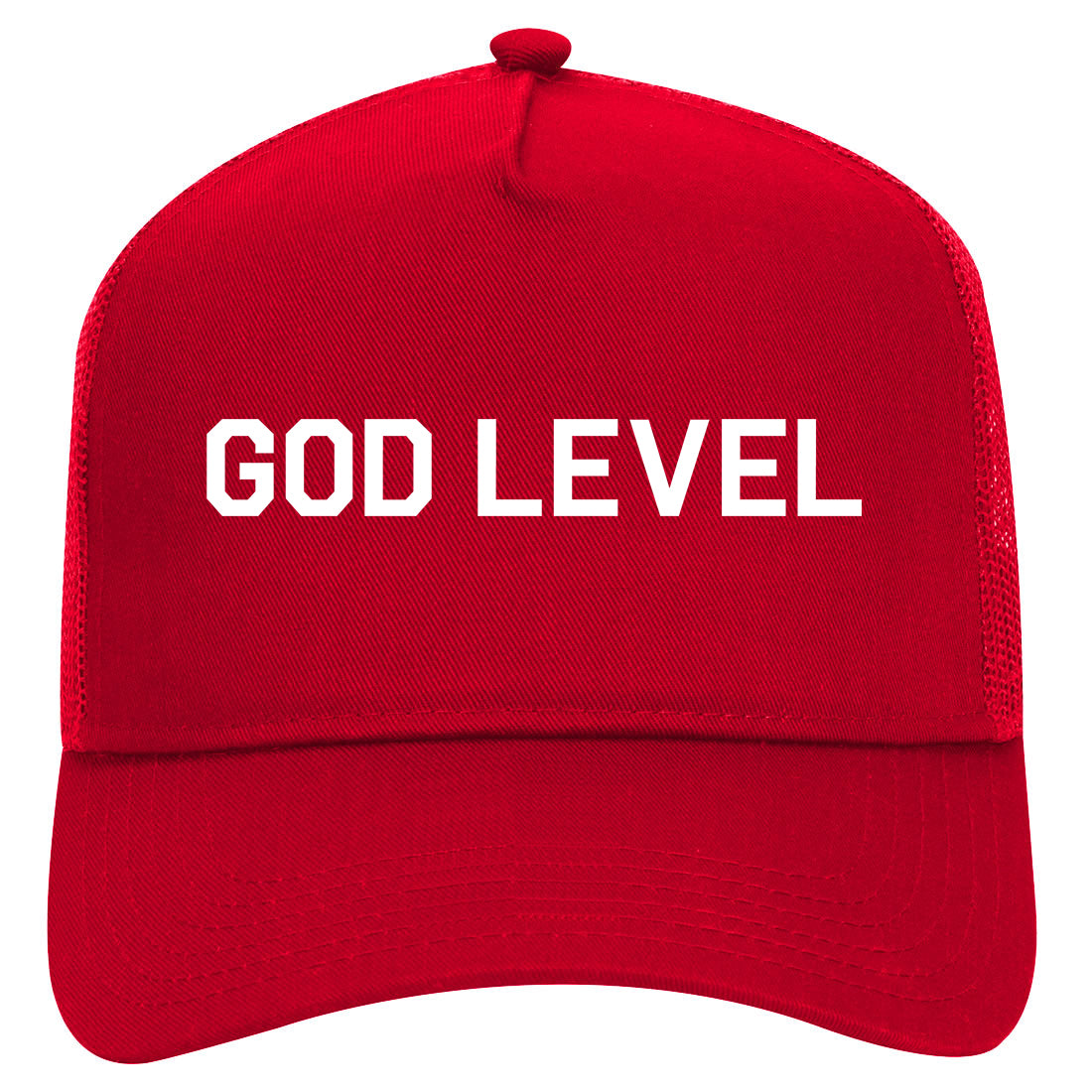 God Level Mens Mesh Trucker Hat Red