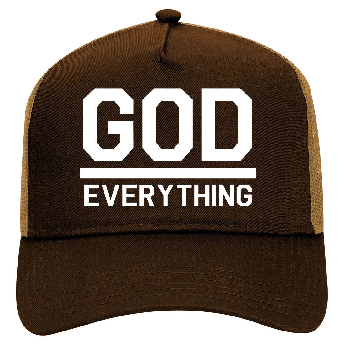God Over Everything Mens Mesh Trucker Hat Brown