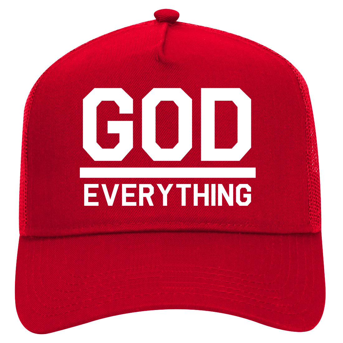 God Over Everything Mens Mesh Trucker Hat Red