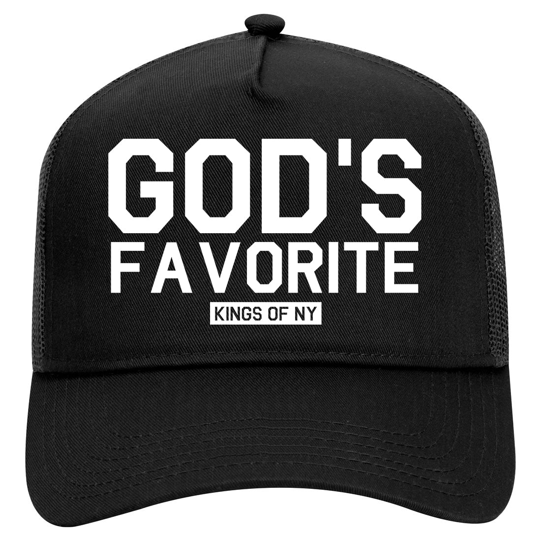 Gods Favorite Kings Of NY Mens Mesh Trucker Hat Black