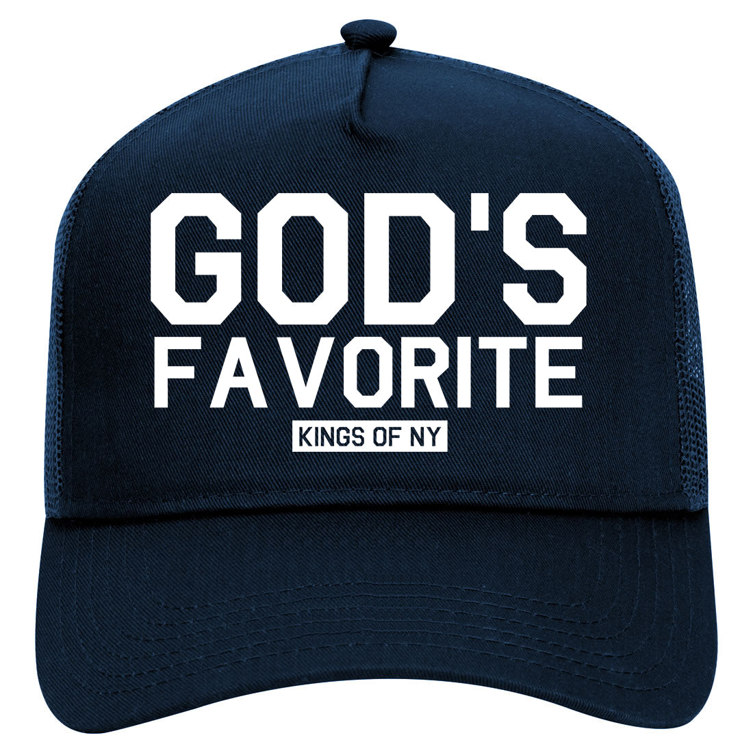 Gods Favorite Kings Of NY Mens Mesh Trucker Hat Navy Blue